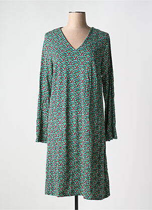 Robe mi-longue coupe fluide manches longues vert PRETTY VACANT femme