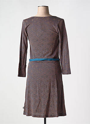 Robe mi-longue imprimé fantaisie manches longues bleu FROY & DIND femme