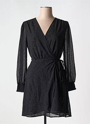 Robe courte coupe fluide manches longues noir GRACE & MILA femme