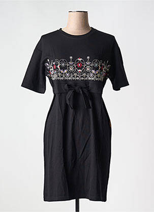 Robe courte manches courtes manches courtes noir MAMATAYOE femme