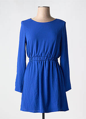 Robe courte coupe fluide manches longues bleu MINUETO femme