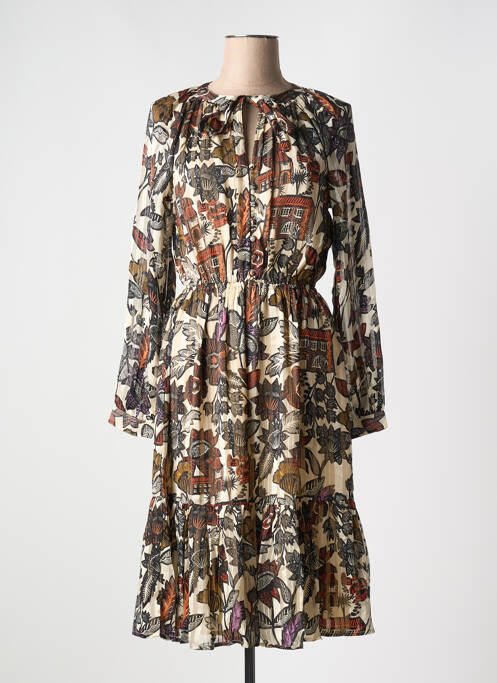 Robe mi-longue coupe fluide manches longues noir SCOTCH & SODA femme