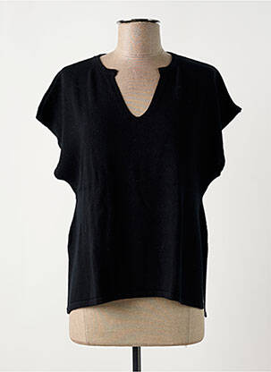 Pull col v manches courtes noir MUS & BOMBON femme