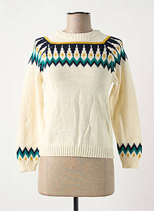 Pull coupe droite manches longues beige PRINCESSE NOMADE femme