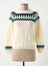 Pull col rond manches longues beige PRINCESSE NOMADE femme
