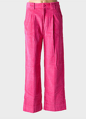 Pantalon droit fermeture zippée sous rabat boutonné rose GRACE & MILA femme