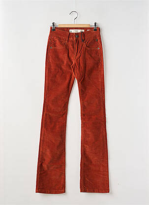 Pantalon droit fermeture zippée sous rabat boutonné orange FREEMAN T.PORTER femme