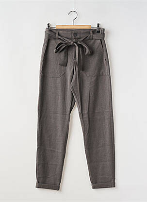 Pantalon droit fermeture zippée sous rabat boutonné gris IMPERIAL femme