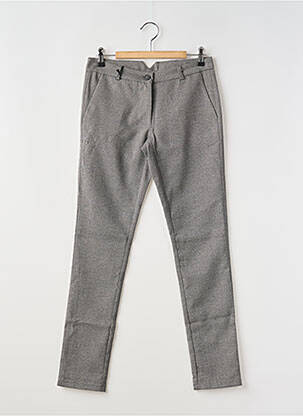 Pantalon droit fermeture zippée sous rabat boutonné gris IMPERIAL femme