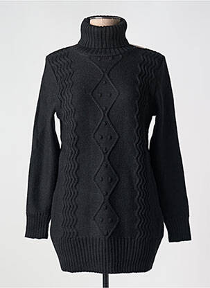 Pull tunique stretch manches longues noir DUGER femme