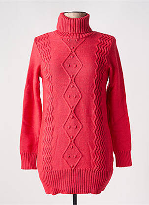 Pull tunique stretch manches longues rouge DUGER femme