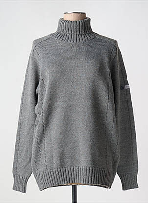 Pull col roulé maille grosse maille manches longues gris DUGER femme