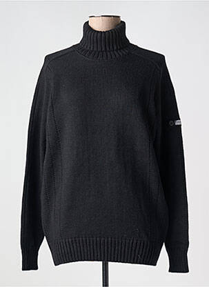 Pull col roulé maille grosse maille manches longues noir DUGER femme