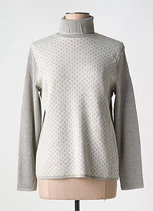 Pull col roulé coupe cintrée manches longues gris clair DUGER femme