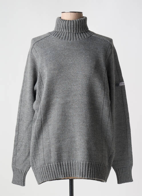 Pull col roulé maille grosse maille manches longues gris DUGER femme