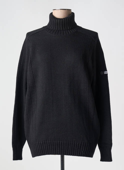 Pull col roulé maille grosse maille manches longues noir DUGER femme