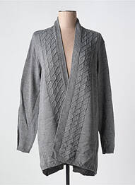Gilet manches longues col v gris DUGER femme