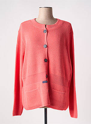 Gilet manches longues col rond rose DUGER femme