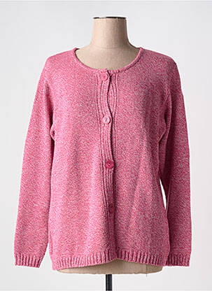 Gilet manches longues fermeture boutonnée sur le devant rose DUGER femme