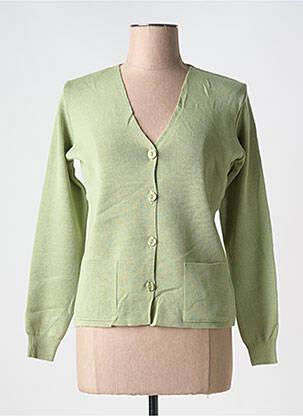 Gilet manches longues fermeture boutonnée sur le devant vert DUGER femme