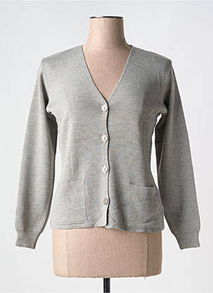 Gilet manches longues fermeture boutonnée sur le devant gris DUGER femme