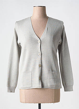 Gilet manches longues fermeture boutonnée sur le devant gris DUGER femme