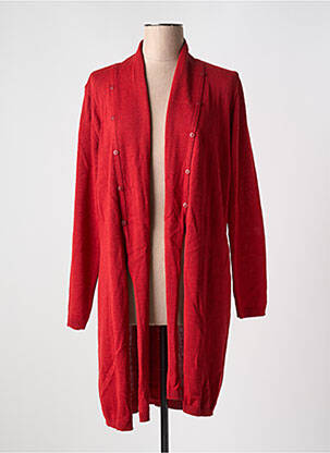 Gilet manches longues col châle rouge DUGER femme