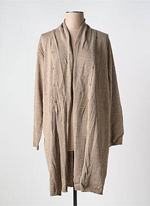 Gilet manches longues col v beige DUGER femme