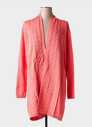 Gilet manches longues maille tricot rose DUGER femme