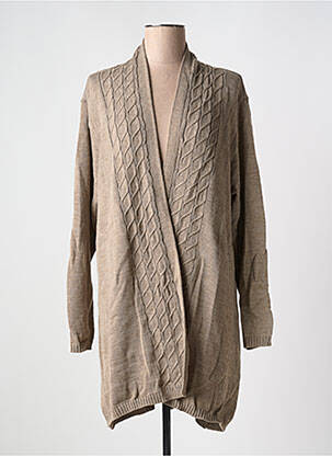 Gilet manches longues maille tricot beige DUGER femme