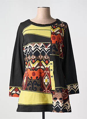 Tunique manches longues col rond noir QUATRE VINGT JOURS femme