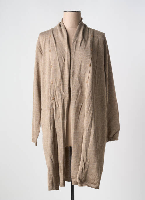 Gilet manches longues col v beige DUGER femme
