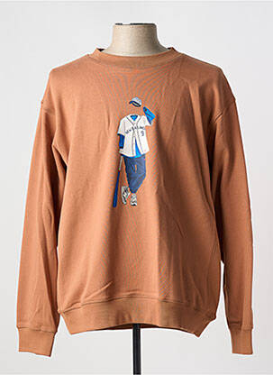 Pull col rond manches longues marron NEW BALANCE homme