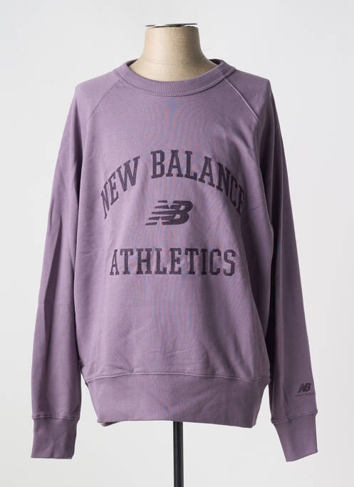 Pull col rond manches longues violet NEW BALANCE homme