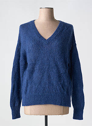 Pull col v manches longues bleu LEON & HARPER femme