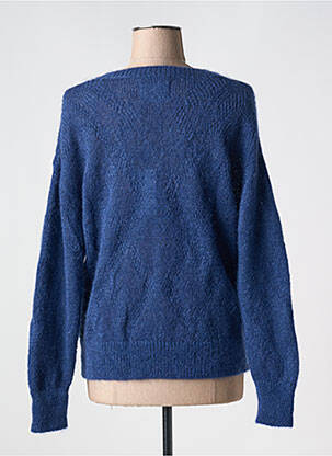 Pull col v manches longues bleu LEON & HARPER femme