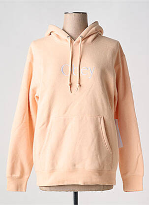 Sweat-shirt à capuche col v manches longues rose OBEY femme
