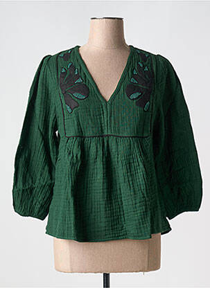 Blouse manches longues manches longues vert LEON & HARPER femme