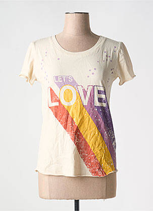T-shirt coupe droite manches courtes beige LEON & HARPER femme