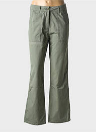 Pantalon droit fermeture zippée sous rabat boutonné vert DEUS EX MACHINA femme