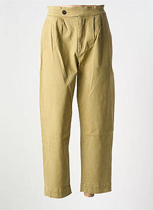Pantalon droit fermeture zippée sous rabat boutonné beige LEON & HARPER femme