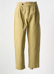 Pantalon droit fermeture zippée sous rabat boutonné beige LEON & HARPER femme