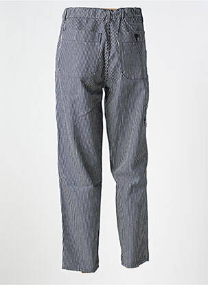 Pantalon droit fermeture zippée sous rabat boutonné bleu LEON & HARPER femme