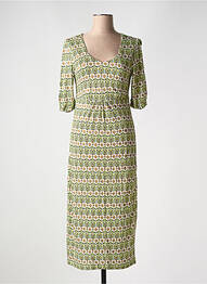 Robe mi-longue imprimé fantaisie manches courtes vert AGATHE & LOUISE femme