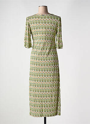 Robe mi-longue imprimé fantaisie manches courtes vert AGATHE & LOUISE femme