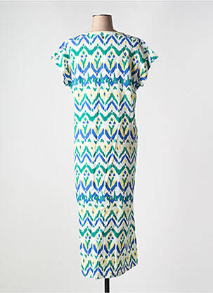 Robe longue imprimé fantaisie manches courtes blanc ÉTYMOLOGIE femme