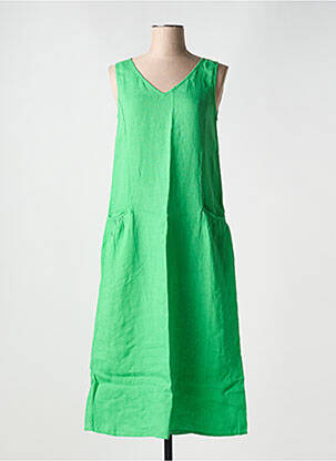 Robe longue coupe évasée fines bretelles vert AGATHE & LOUISE femme