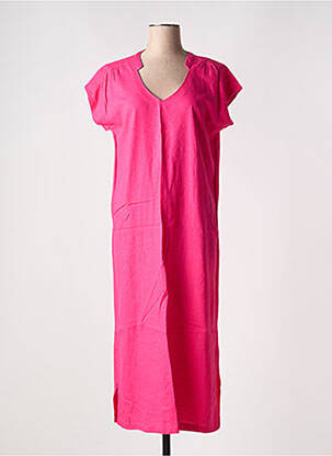 Robe longue manches courtes manches courtes rose ÉTYMOLOGIE femme