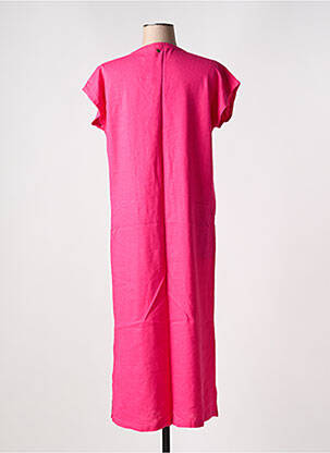 Robe longue manches courtes manches courtes rose ÉTYMOLOGIE femme