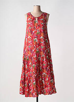 Robe longue imprimé fantaisie sans manche rouge AGATHE & LOUISE femme